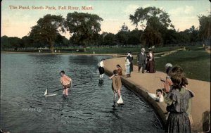 Fall River Massachusetts MA South Park Pond Toy Model Sailboats Vintage Postcard