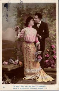 Romantic Couple Colored Vintage RPPC 09.72