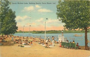 Bathing Beach Terre Haute Indiana 1942 Postcard linen Wabash Teich 10145