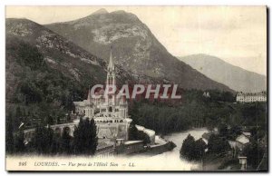 Old Postcard Lourdes View from the Hotel Sion