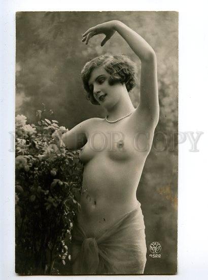 129039 NUDE Woman DANCE Flowers Vintage PHOTO NOYER #4522 PC