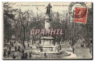 Old Postcard Marseille Perspective Allees de Meilhan and Capucines