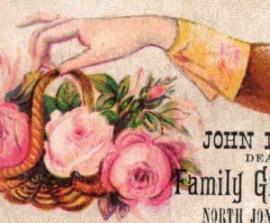1880s John Disinger Family Groceries Basket Flowers Lady's Hand Lot Of 4 F130