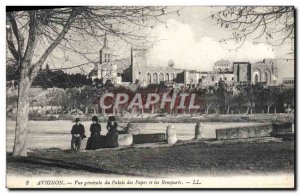 Old Postcard Avignon Vue Generale Du Palais Des Papes and Les Remparts