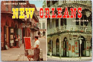 VINTAGE POSTCARD CONTINENTAL SIZE DUAL SCENES FROM NEW ORLEANS PARIS OF AMERICA