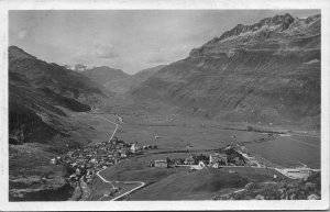 VTG Andermatt gegen die Furka Pass Swiss Alps Village Switzerland RPPC Postcard