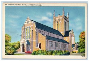 1940 Exterior View St Edwards Church Montello Brockton Massachusetts MA Postcard