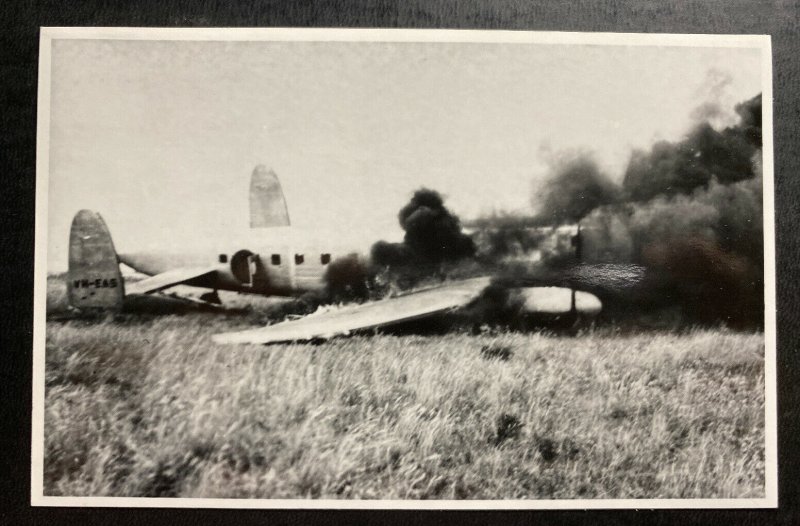 Mint Australia Real Picture Postcard RPPC Qantas Airways Crash Flight VH-EAS