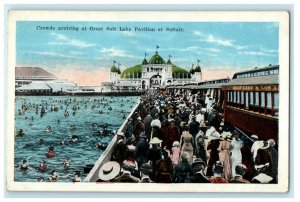 1925 Crowds Arriving at Great Salt Lake Pavilion at Saltair Posted Postcard