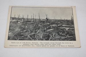 Bird's eye of 13th Street Mattoon Tornado at Mattoon Illinois Postcard