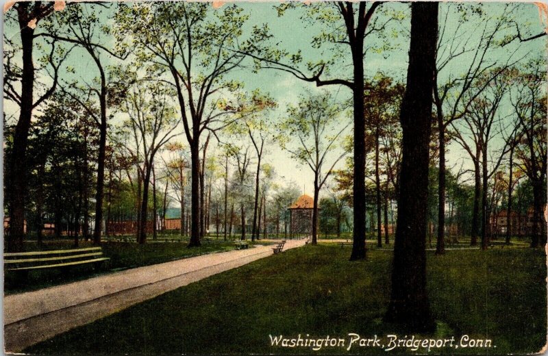 Scenic View Washington Park Bridgeport Connecticut CT Gazebo Postcard Note WOB 