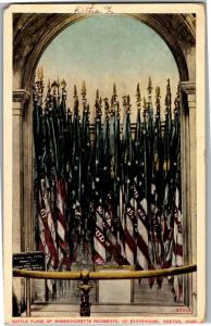 Battle Flats of MA Regiments at Boston Statehouse c1910 Vintage Postcard O09