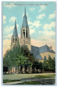 c1910 St. Sanislaus R.C. Church Chapel Road Exterior Bay City Michigan Postcard