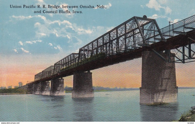 Union Pacific R. R Bridge, between OMAHA, Nebraska & COUNCIL BLUFFS, Iowa, 19...