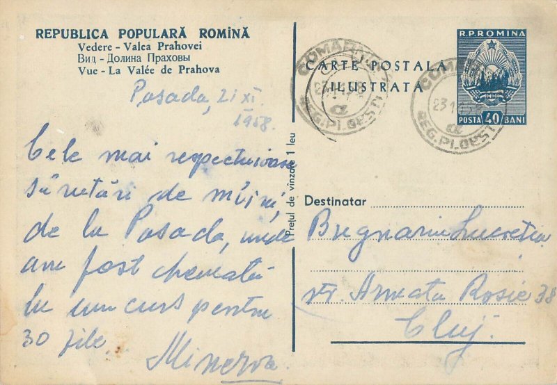 Romania Prahova valley voltage pole scenic 1958