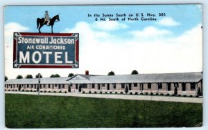 DILLON, South Carolina SC ~ Roadside STONEWALL JACKSON MOTEL 1956 Linen Postcard