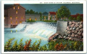 M-7126 Night Scene at the Dam Columbus Wisconsi