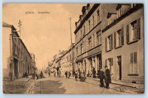 Athus Luxembourg Belgium Postcard Grand Street c1910 Antique Unposted Nelson