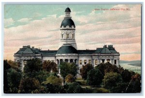 c1910 Overlooking State Capitol Building Trees Jefferson City Missouri Postcard 