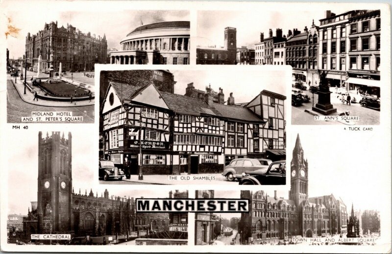 Manchester England Real Photograph Multiview Postcard Cancel Shambles Midland 