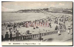 Old Postcard Biarritz The Beach And The Lighthouse