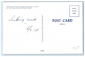 c1960's Greetings From Hastings Nebraska NE Unposted Home Of Yesterday Postcard