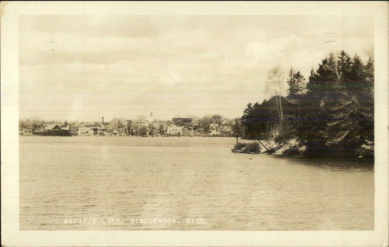 Winchendon MA Lake & Buildings in Distance 1937 Used Real Photo Postcard