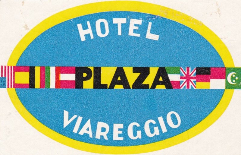 Italy Viareggio Hotel Plaza Vintage Luggage Label lbl0690 