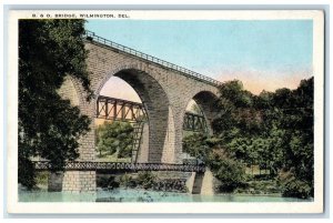 c1910 B & O Bridge River Trees Wilmington Delaware DE Antique Vintage Postcard