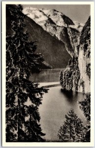 Königssee Mit Falkensteinwand Pines Mountain River Real Photo RPPC Postcard