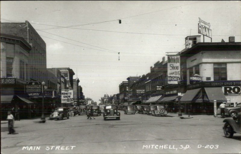 Mitchell SD Main St. Cars Real Photo Psotcard