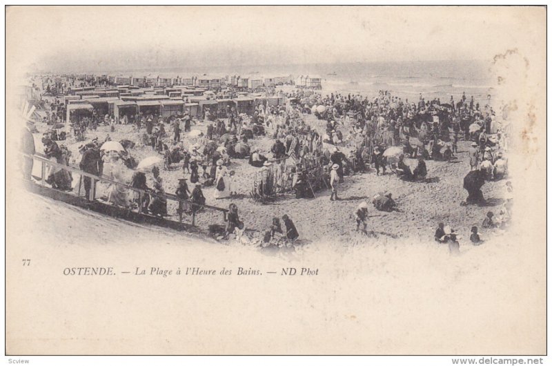 OSTENDE, West Flanders, Belgium, 1900-1910's; La Plage A L'Heure Des Bains