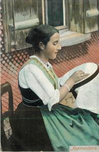 Appenzellerin. Swiss Woman In Costume. Embroidery Divided Back Postcard