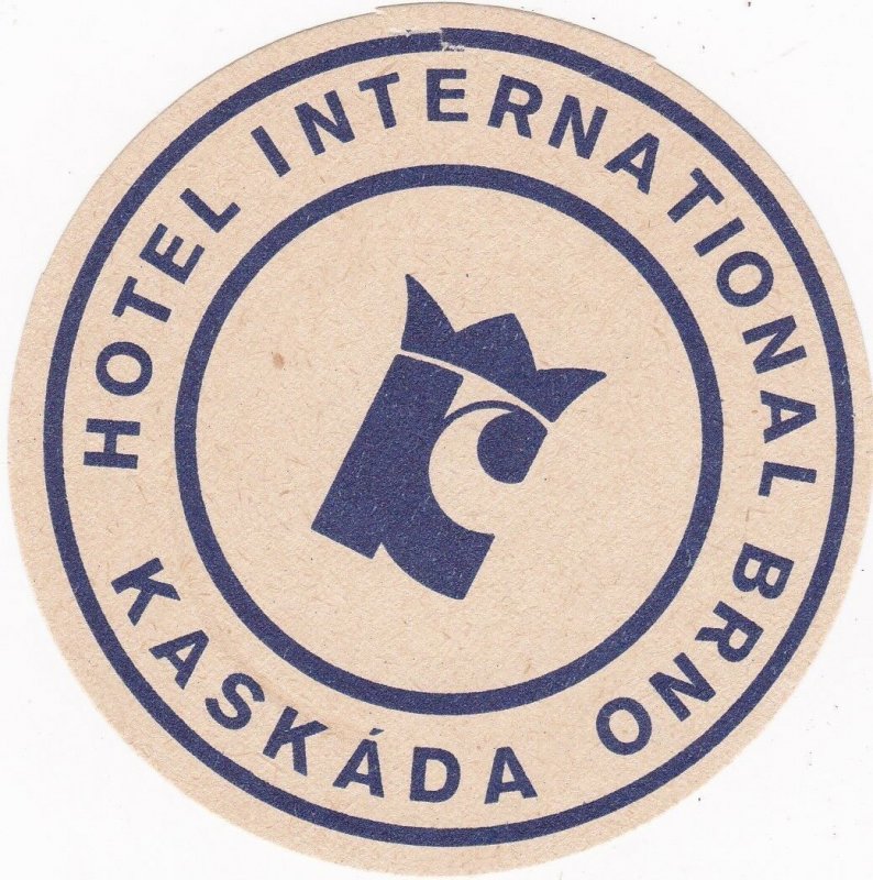 Czechoslovakia Kaskada Hotel International Brno Vintage Luggage Label sk4475