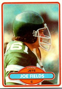 1980 Topps Football Card Joe Fields C New York Jets sun0486