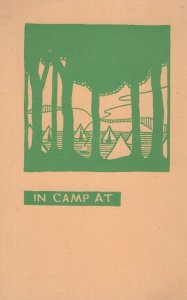 Camp Camping Site Tents Boy Scouts Girl Guides Old Greetings Postcard
