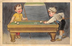 Kids Pool Pool Billiards Carte Postale Writing on back 