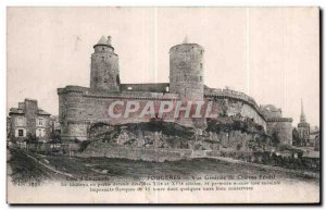 Old Postcard Fougeres Vue Generale du Chateau Le Chateau Feodal partly detrnit