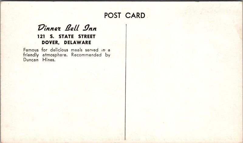 Postcard Dinner Bell Inn Dover Delaware DE