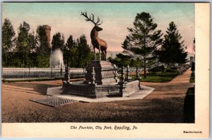 VINTAGE POSTCARD THE ELKS FOUNTAIN IN CITY PARK AT READING P.A. (PRE-1907)