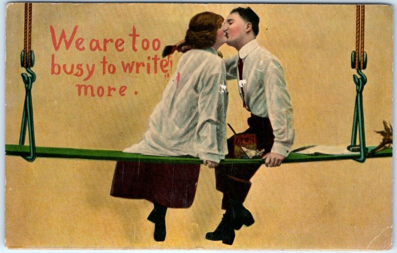 x2 SET c1910s Romance Paint Scaffolding Cute Girls Postcards Lot Theochrom A148