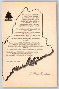 State Maps~A Maine Travelogue~Walter L Colburn~Meriden Gravure Vintage Postcard