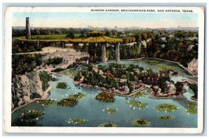 1923 Sunken Garden Brackenridge Park Tower Flowers San Antonio Texas TX Postcard