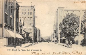 J24/ East Liverpool Ohio Postcard c1910 Fifth Street Looking West Stores 237