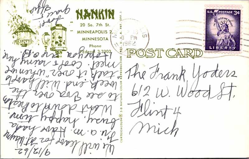 Postcard RESTAURANT SCENE Minneapolis Minnesota MN AM3870