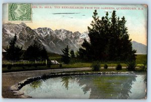 Queenstown New Zealand Postcard The Remarkables from Gardens 1910 Posted