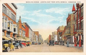 J37/ Cambridge Ohio Postcard c1910 Wheeling Avenue Stores Autos 145