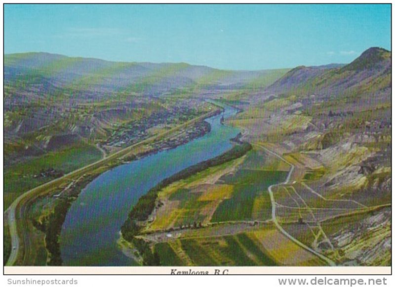 Canada British Columbia Kamloops Aerial View Showing Thompson River