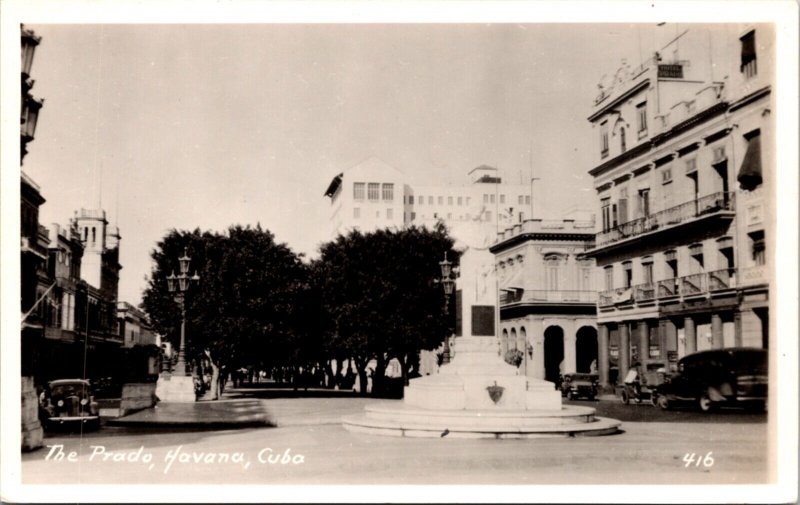 Real Photo Postcard The Prado in Havana, Cuba