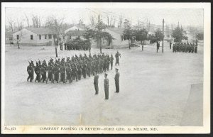 Army Company Passing Review Fort George Meade Maryland Unused c1940s